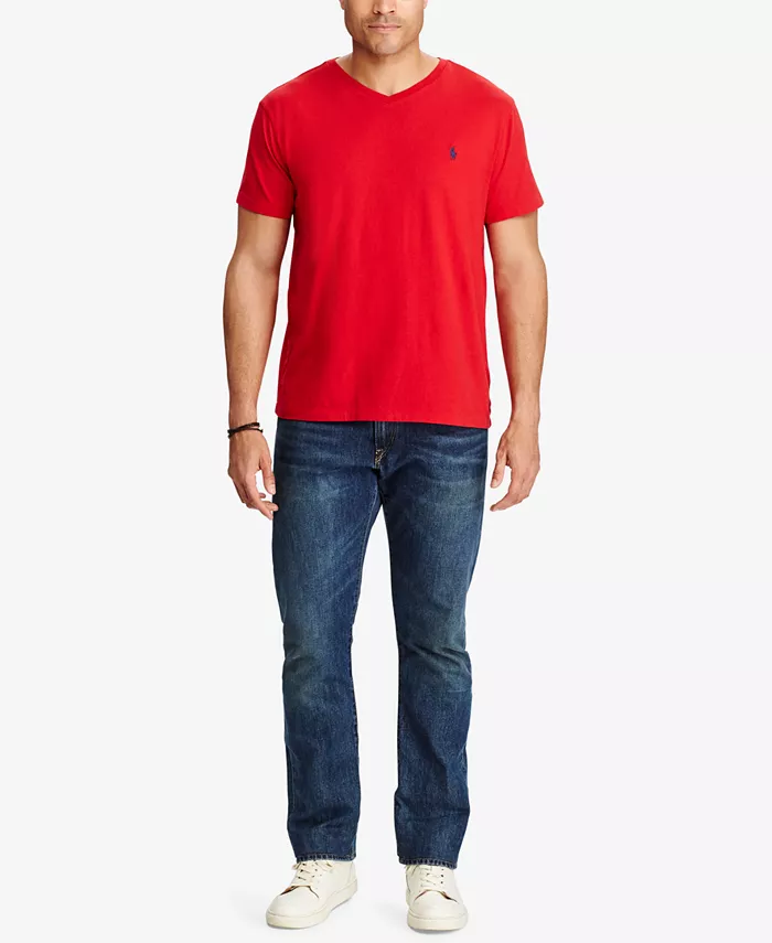 Мужская футболка с V-образным вырезом Big & Tall Classic Fit Polo Ralph Lauren, красный — фото 2