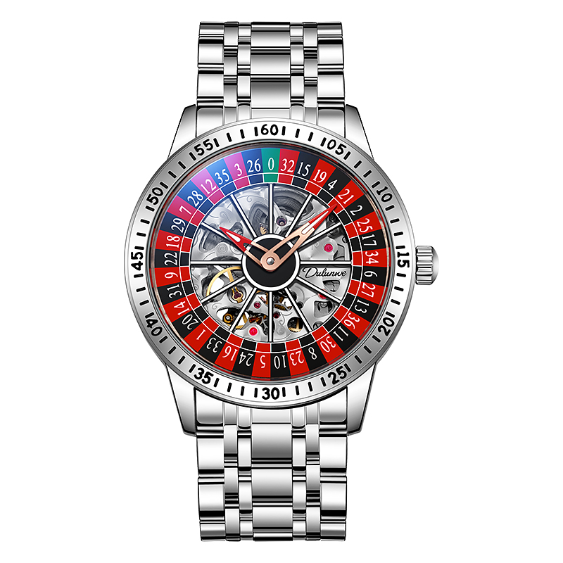 

Dulunwe Часы Automatic Mechanical Movement Stainless Steel Watchband Watch Men's Watch Skeleton Dial