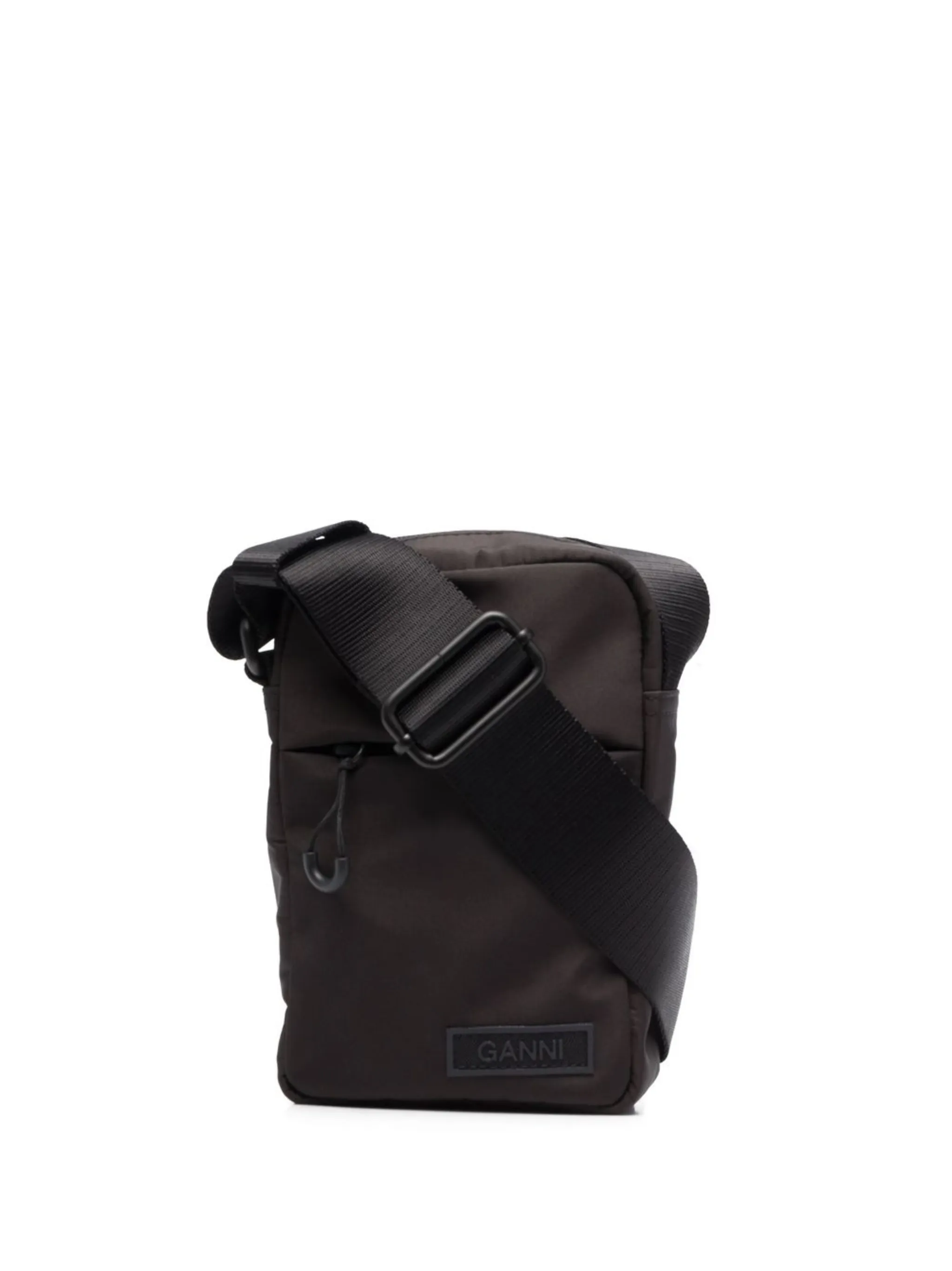 

Сумка через плечо с нашивкой-логотипом Ganni, черный