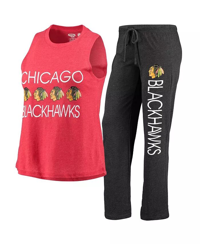 

Женский красный, черный Chicago Blackhawks Meter майка и штаны комплект для сна Concepts Sport
