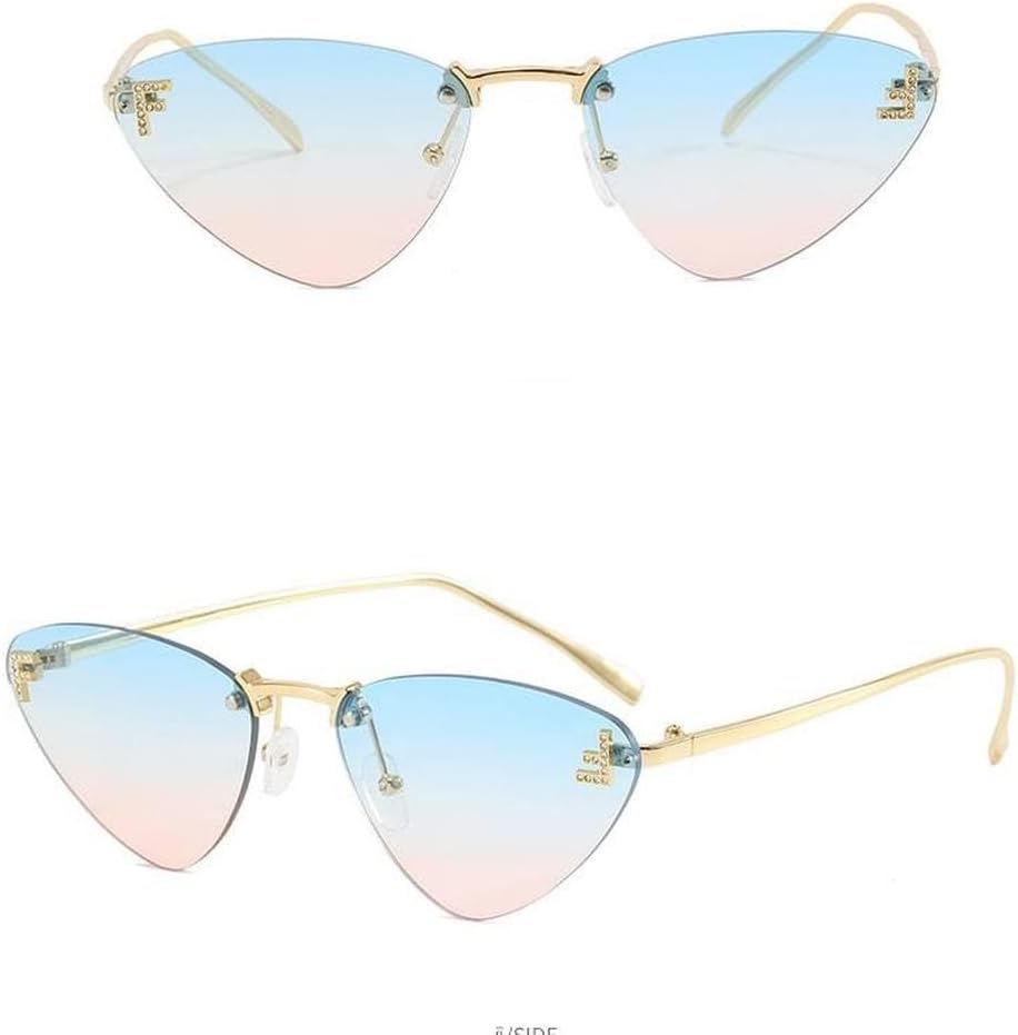 

Женские солнцезащитные очки «кошачий глаз» без оправы, винтажные линзы цвета океана, модные, стильные, роскошные солнцезащитные очки с градиентным переходом цвета LVTFCO, Gradient Pink