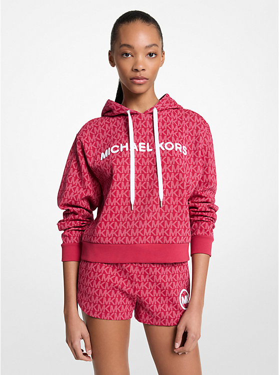 

Укороченная толстовка с капюшоном из хлопковой смеси с фирменным логотипом Michael Kors, красный