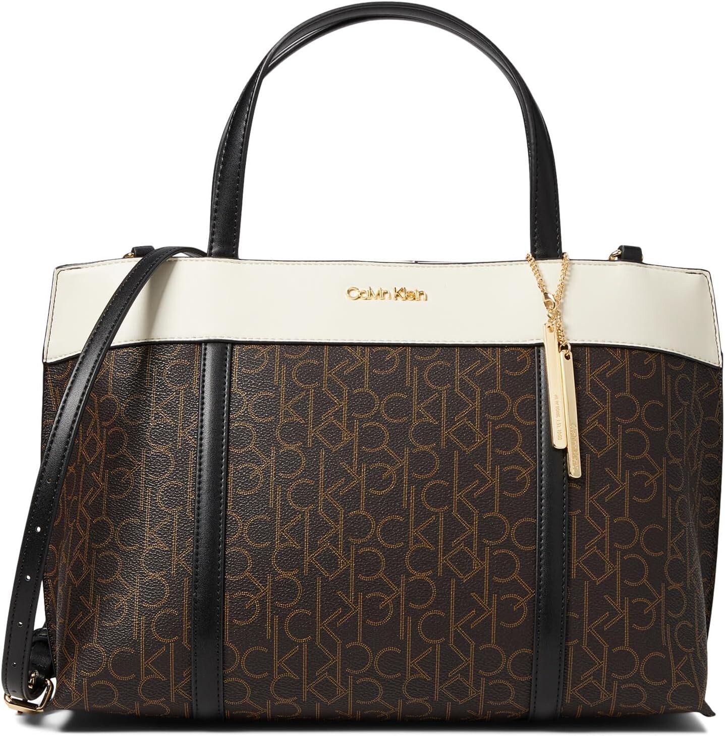 

Сумка Calvin Klein Gillian Signature Satchel, цвет Brown/Khaki/Black/White