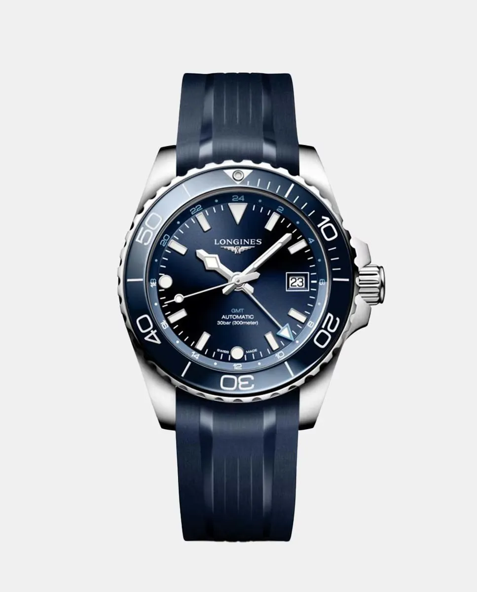 

Hydroconquest L3.790.4.96.9 Автоматические мужские часы из синего каучука Longines, темно-синий