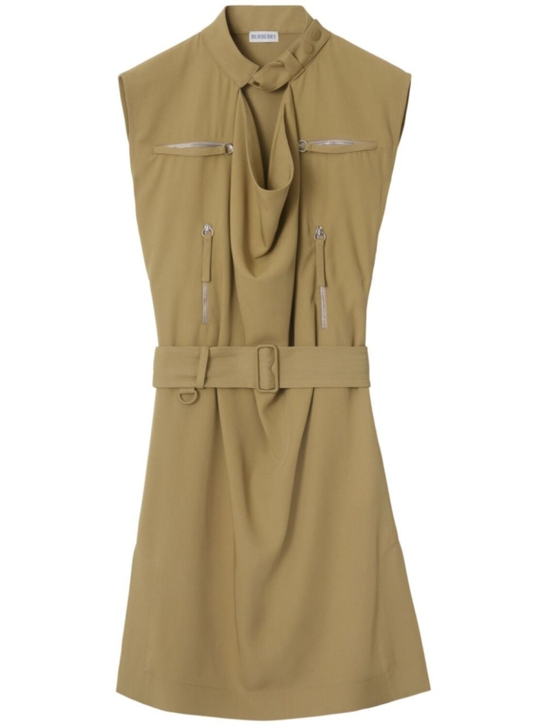 

Burberry шелковое платье с поясом, нейтральный цвет
