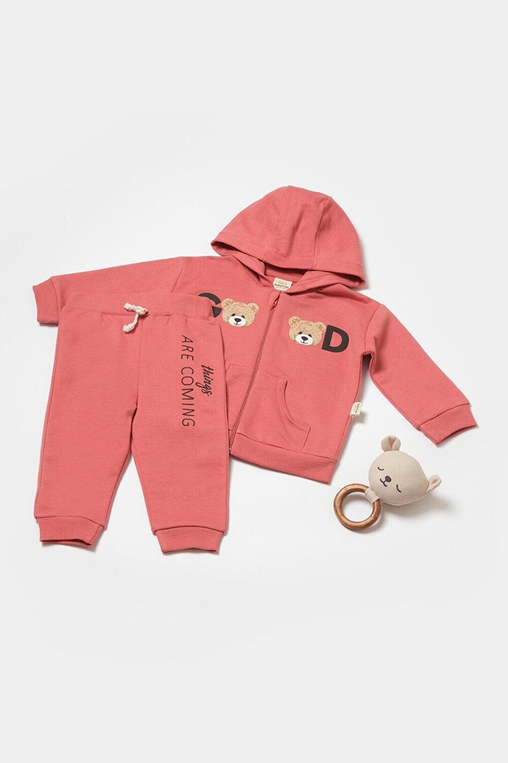

Куртка и брюки с капюшоном BabyCosy Organic Wear, розовый