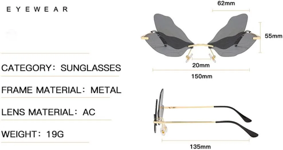 

Винтажные солнцезащитные очки с крыльями стрекозы, модные без оправы, женские, с прозрачными линзами, мужские, розовые, с защитой от УФ-излучения UV400 generic, 08
