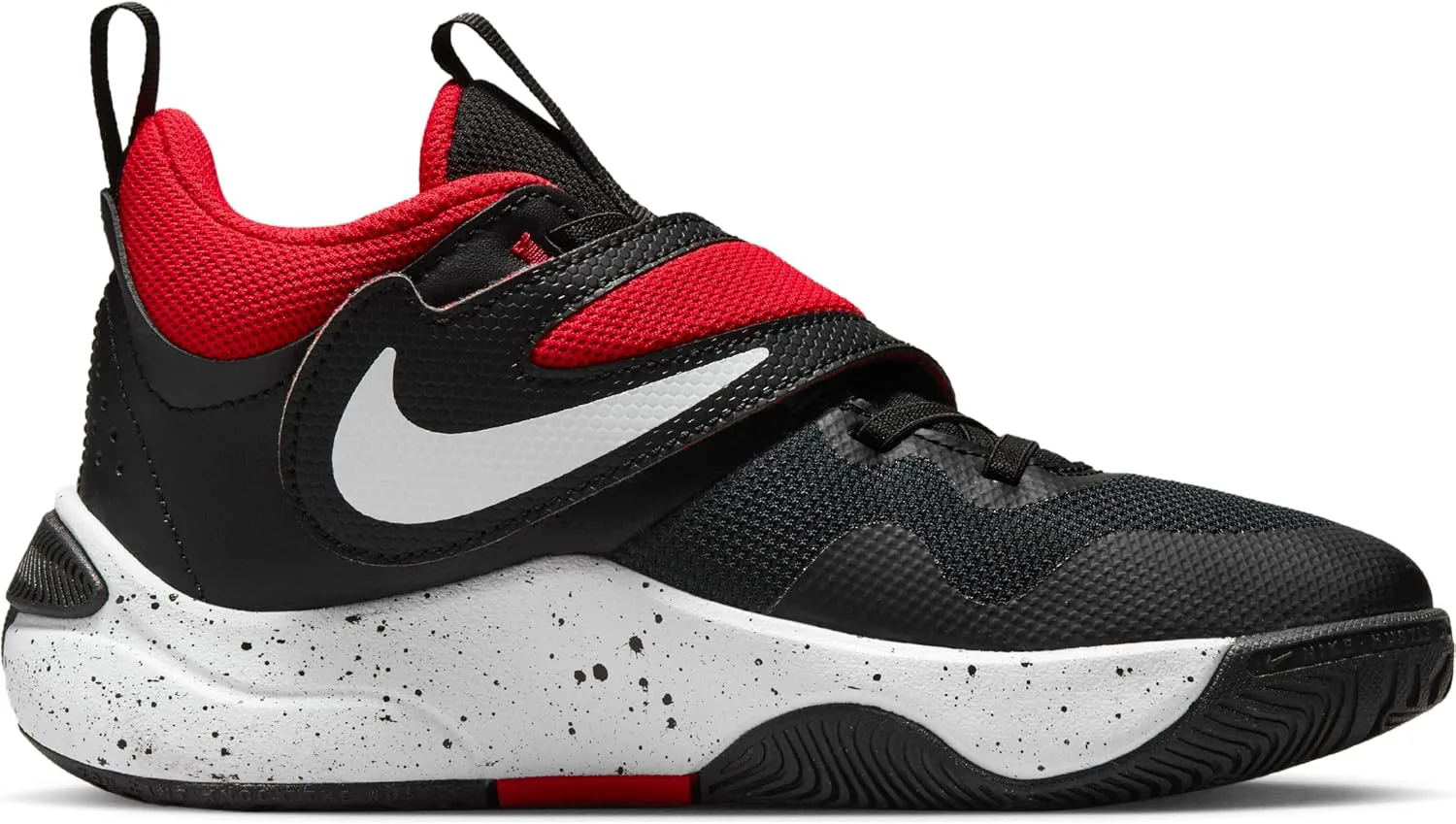Баскетбольные кроссовки Nike Team Hustle D 11 (GS) для детей и подростков, унисекс, черный/красный/белый — фото 2