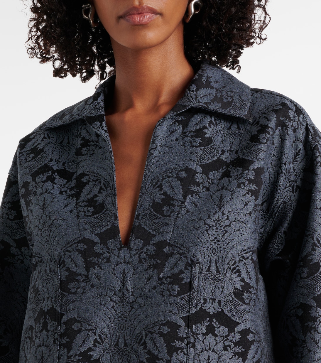 Рубашка Anemone из смесовой шерсти с жаккардом Max Mara, Acquamarina — фото 4
