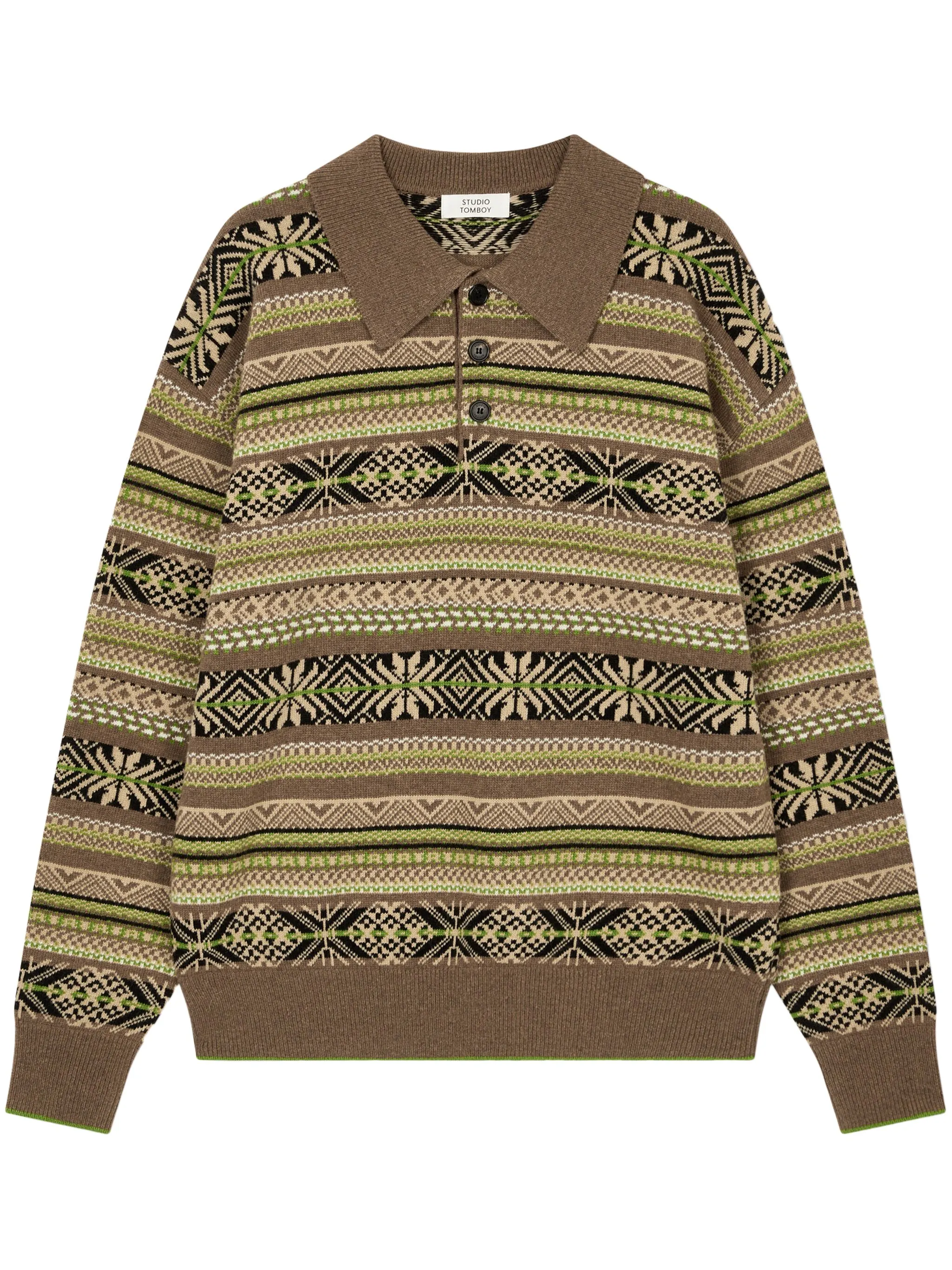 

Рубашка поло вязки интарсия Studio Tomboy, коричневый