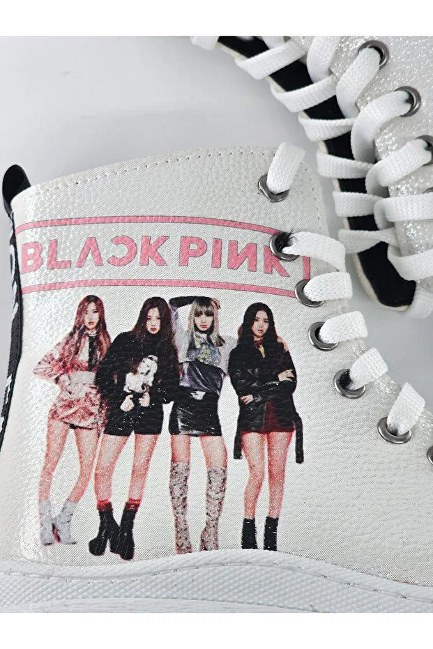 Детские ботинки для девочек с принтом Blackpink printed Bdkbutik, White — фото 3