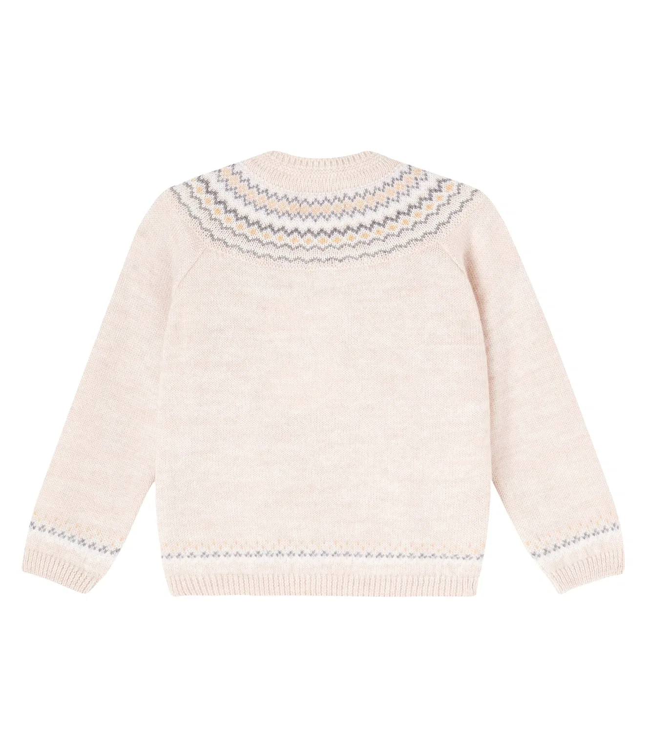 Детский кардиган из шерсти с принтом Baby Lucino Fair Isle La Coqueta, бежевый — фото 2