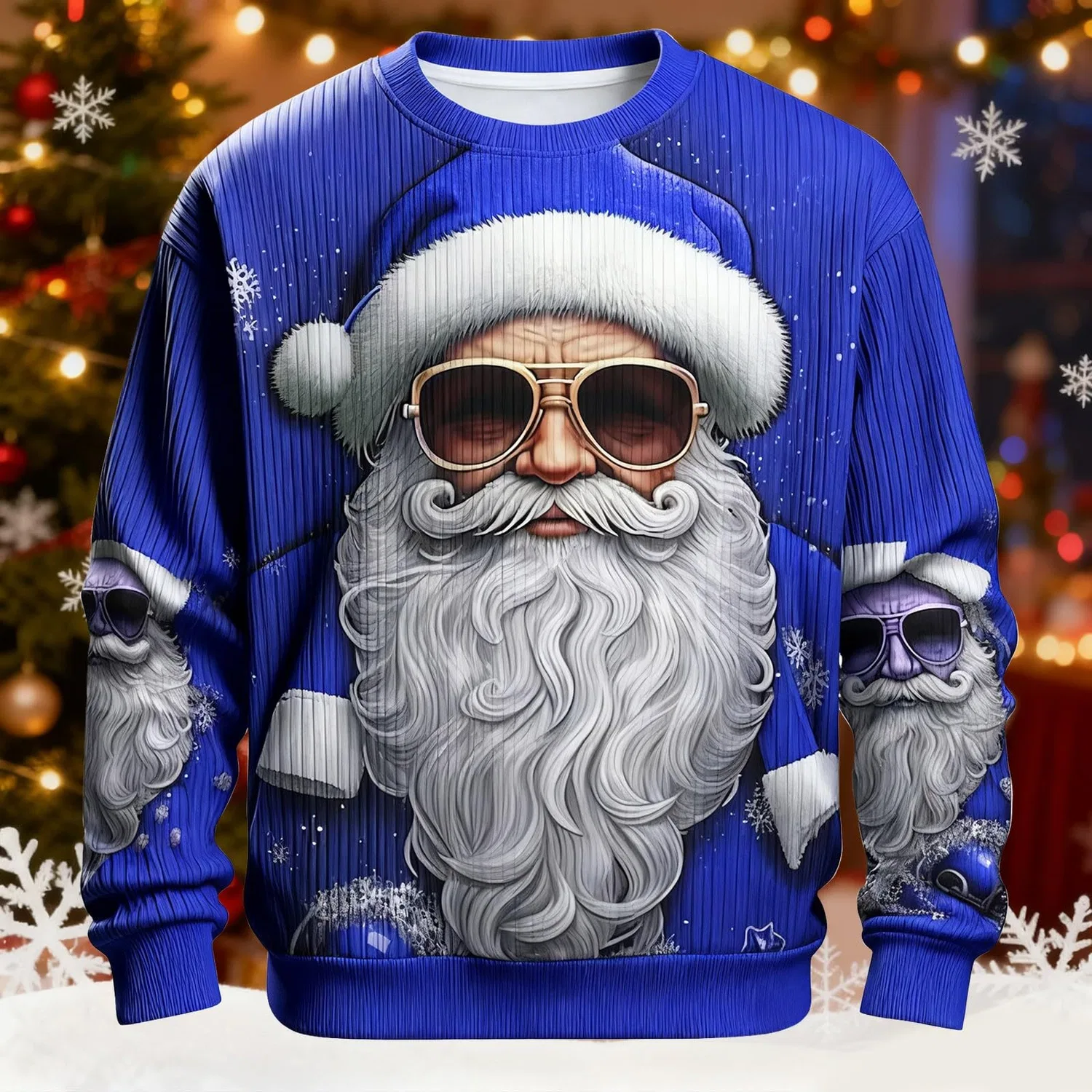 Женский свитер с 3D-принтом Unsiex Christmas Jumper, Z6-navy Blue — фото 2