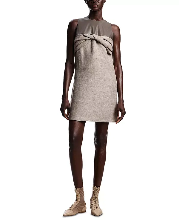 Женское льняное платье без рукавов Emporio Armani, Champagne Beige
