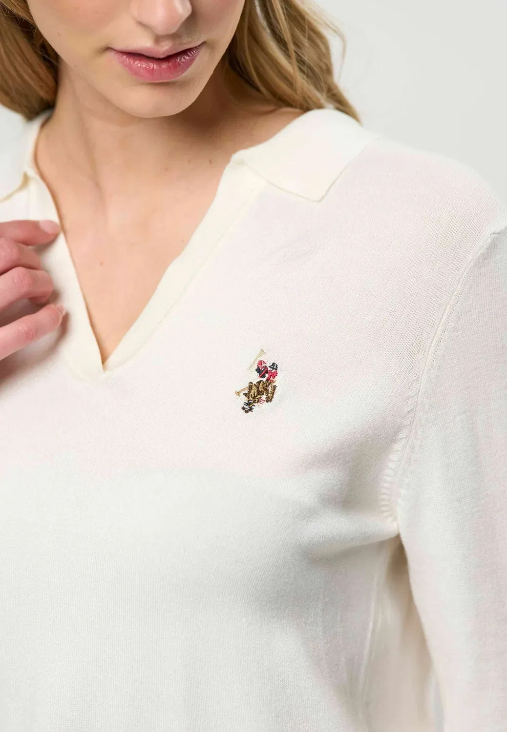 Рубашка-Поло Uwlilwan с длинным рукавом U.S. Polo Assn., Cloud Dancer — фото 4