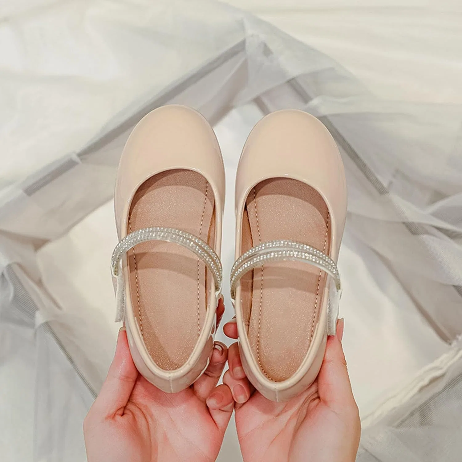 Детские туфли-балетки для девочек с принтом Mary Jane Low Heels, Pink — фото 3