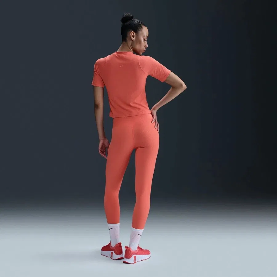 Спортивный топ-кроп с длинным рукавом Nike Zenvy Rib Dri-FIT, Оранжевый — фото 2