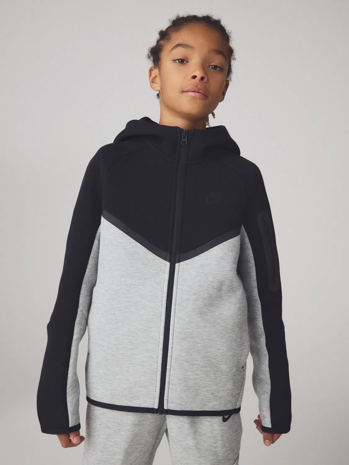 Толстовка на молнии Tech Fleece Nike, черный/серый