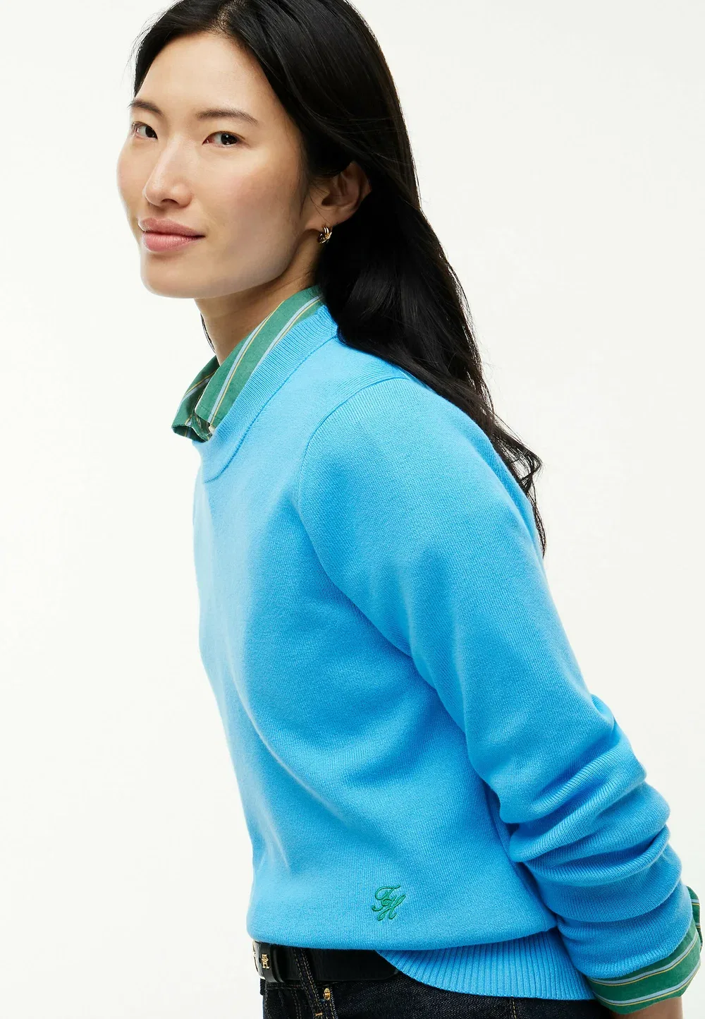 Тканый джемпер премиум-класса с круглым вырезом Tommy Hilfiger, Frigid Blue — фото 4