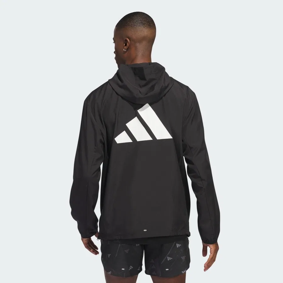 Ветрозащитная куртка с капюшоном, модель Run It Jacket, adidas, Черный — фото 2