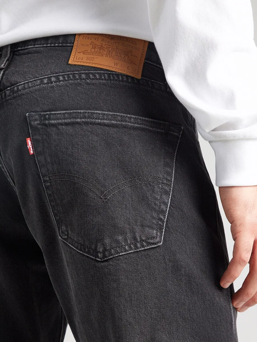 Джинсы LEVI'S Regular '502 Taper' из черного денима — фото 2