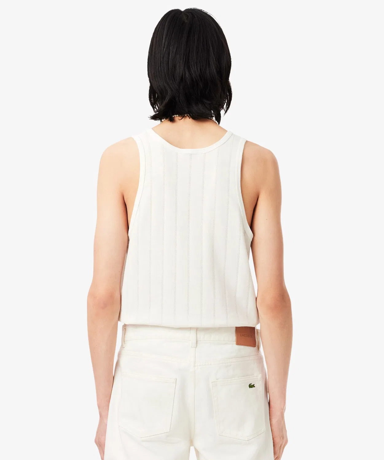 Мужской топ-безрукавка с полосатым принтом LACOSTE, Off White — фото 2