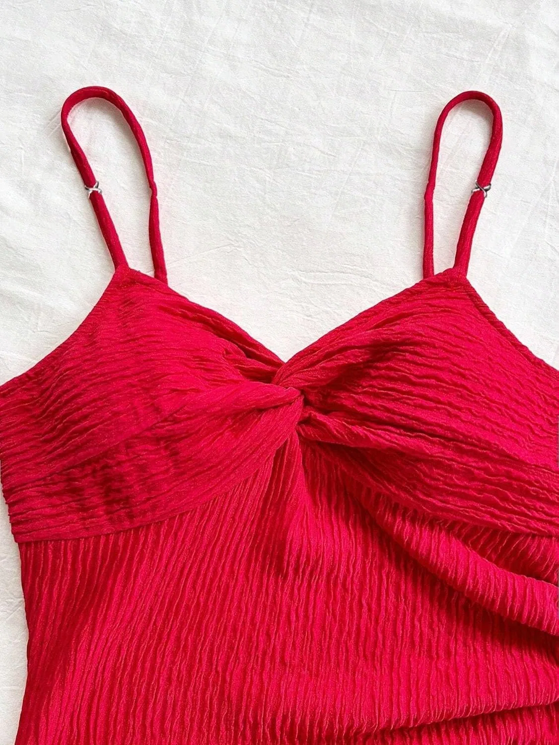 Женское мини-платье с асимметричным подолом Cami, Red — фото 4