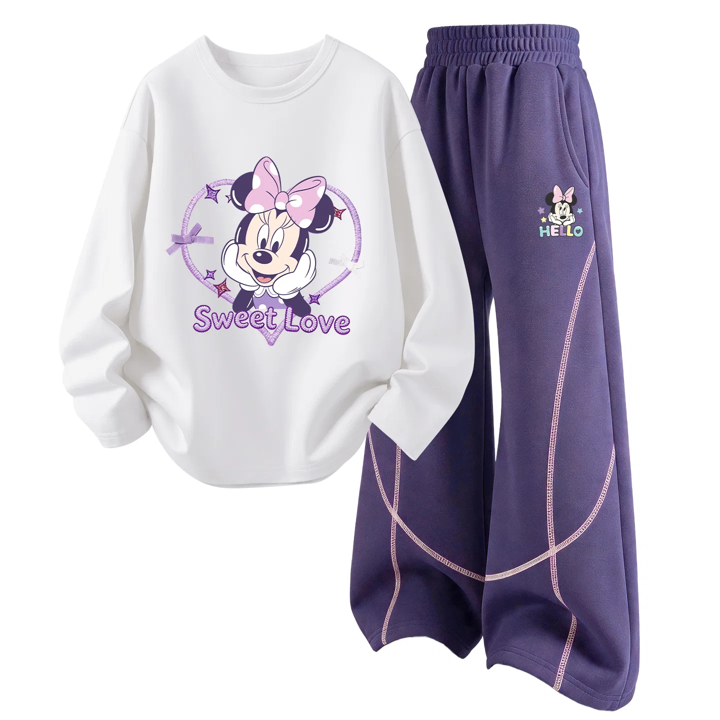 Детский комплект спортивной одежды с принтом Disney, Di Love Heart White+Di Star Speak Nini K Berry Purple