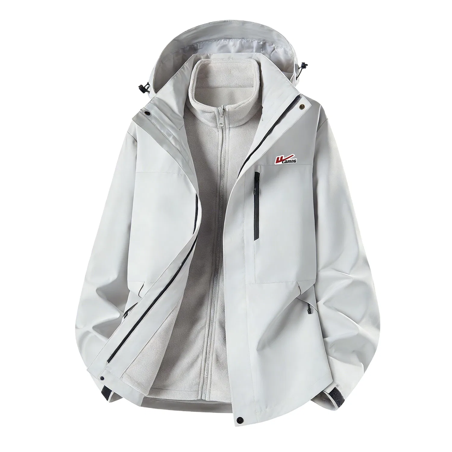 Детский ветрозащитный комплект из куртки и брюк с нашивками Silver Snow Gray (3-in-1 Two-Piece Set DIY Badge) WARRIOR
