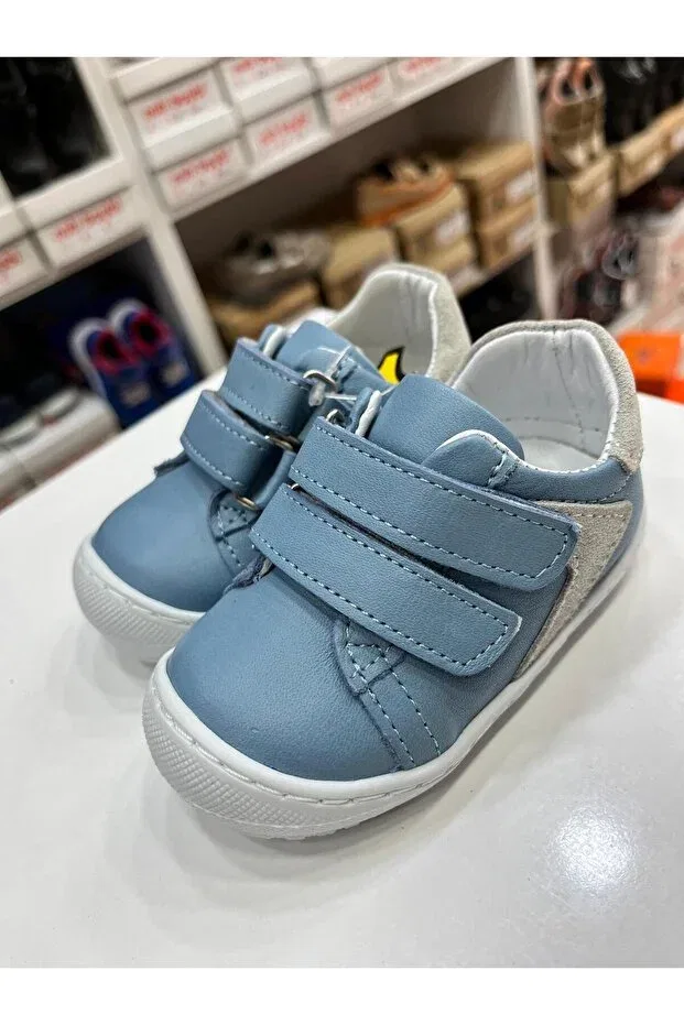 Детские кожаные ортопедические туфли для первых шагов Care Nuh Kids, Blue White — фото 4