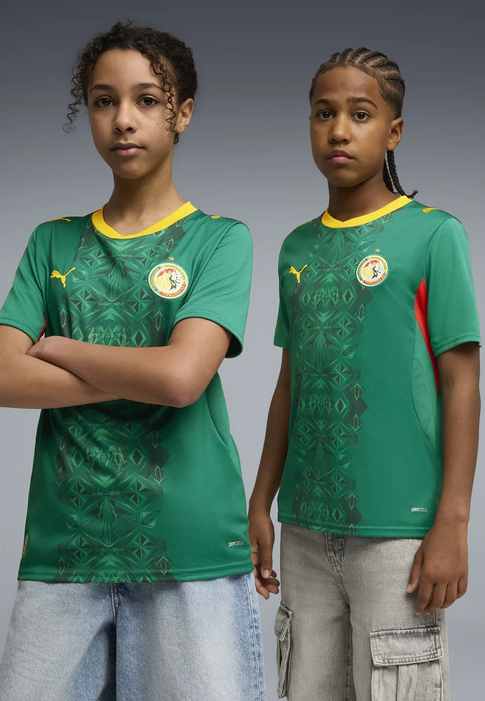Детская выездная футболка сборной Сенегала - футбольная футболка Puma, Wild Green- Red — фото 2