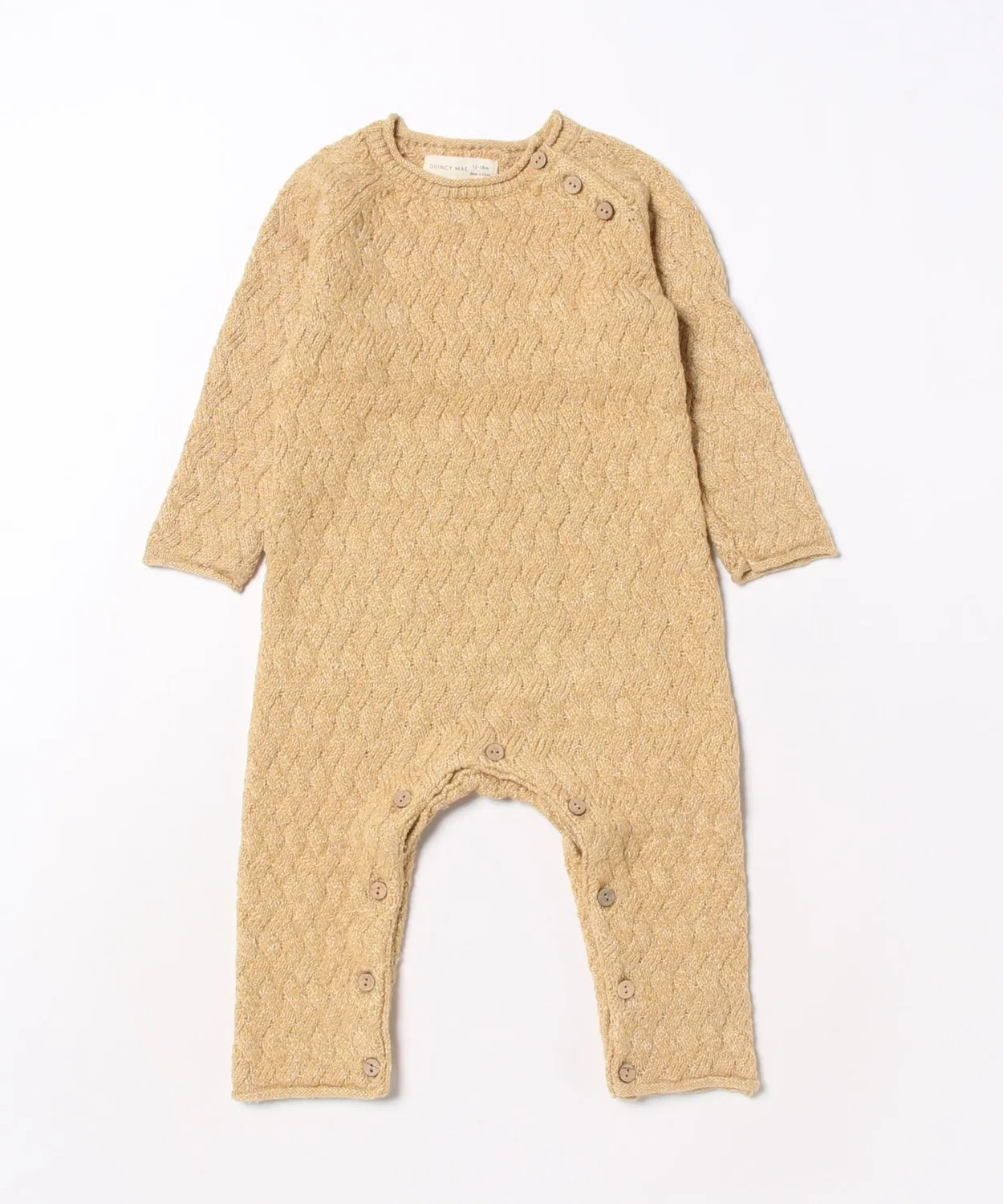 Детский комбинезон из мягкого трикотажа с принтом Heather Cozy Knit Jumpsuit Quincy Mae, Honey