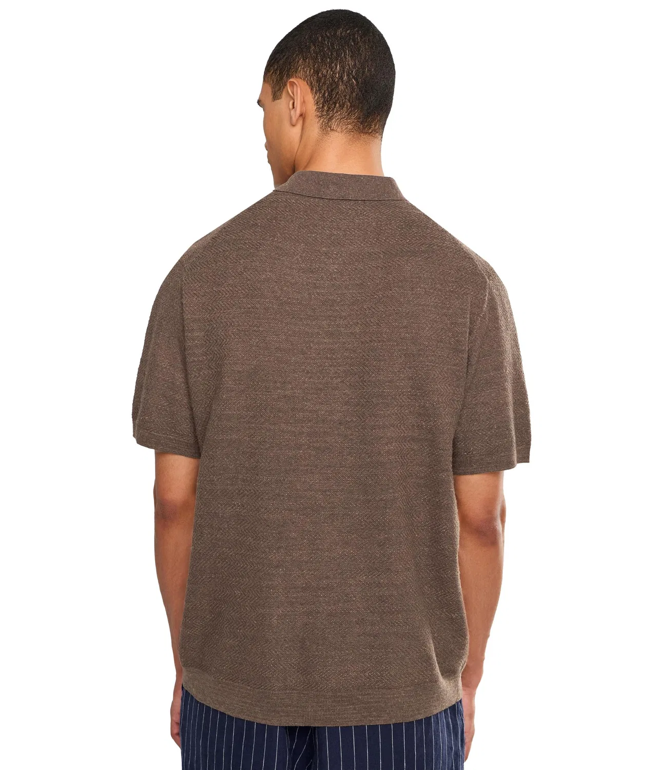 Кардиган с коротким рукавом из хлопка и льна Polo Ralph Lauren, Nutmeg Brown Heather — фото 4