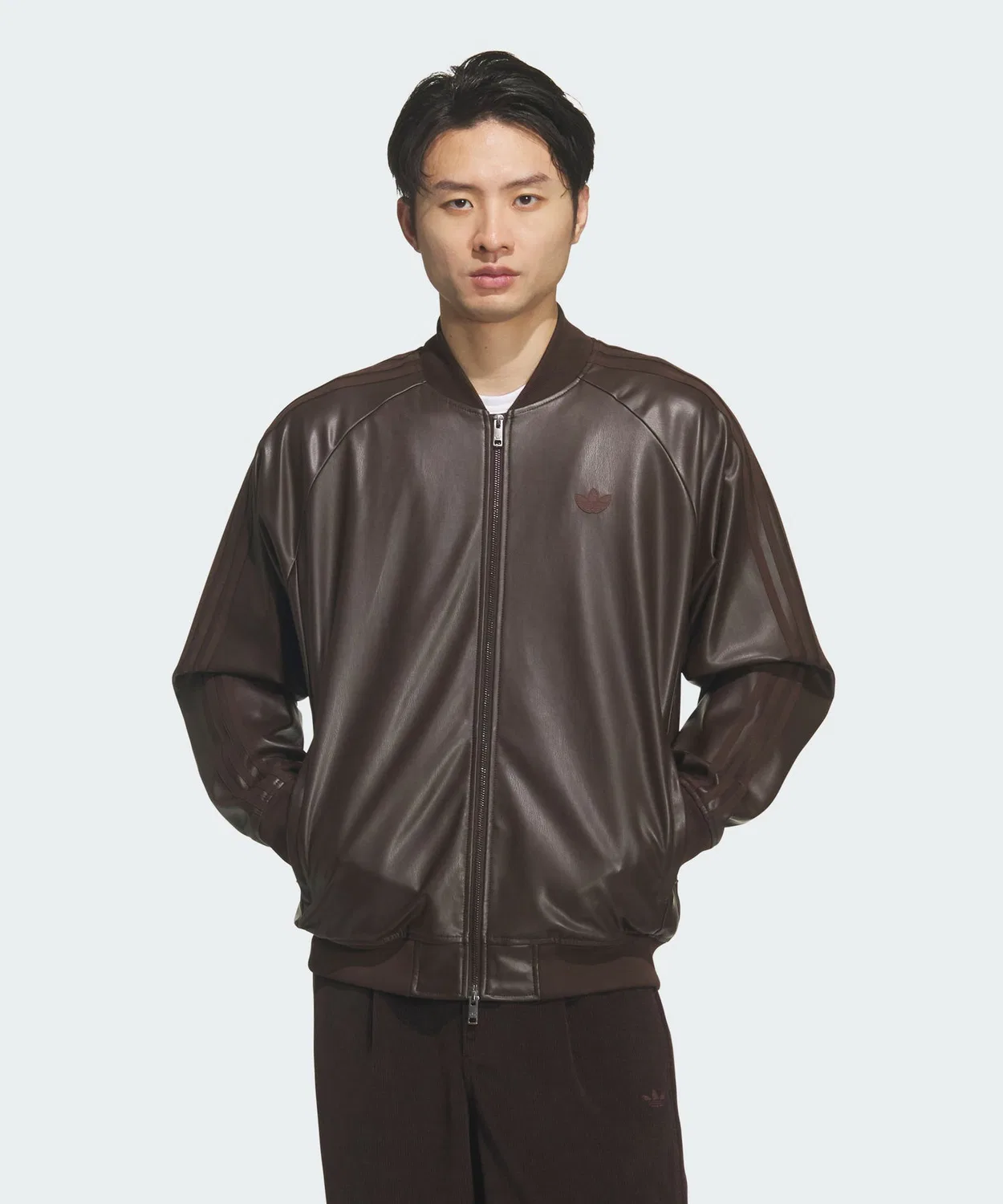 Женская куртка из полиуретана с логотипом Adidas Originals, Brown — фото 2