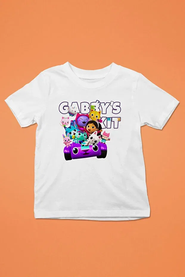 Детская футболка для мальчиков с принтом Gabbys kit pattern Store, White — фото 2
