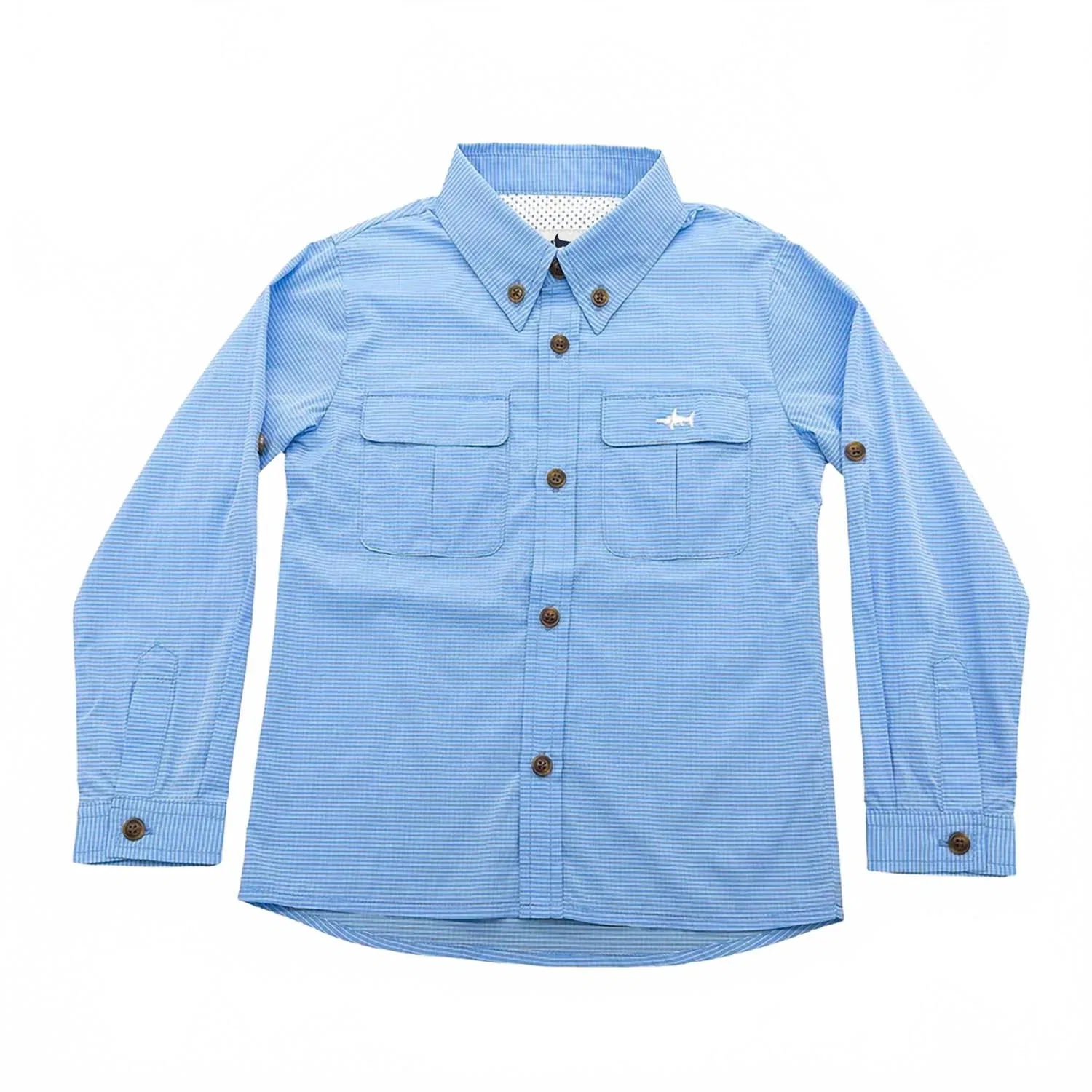 Детская рубашка для мальчиков с отстегивающимися рукавами Flagler Performance Fishing Shirt Saltwater Boys Co., Blue Stripe — фото 2