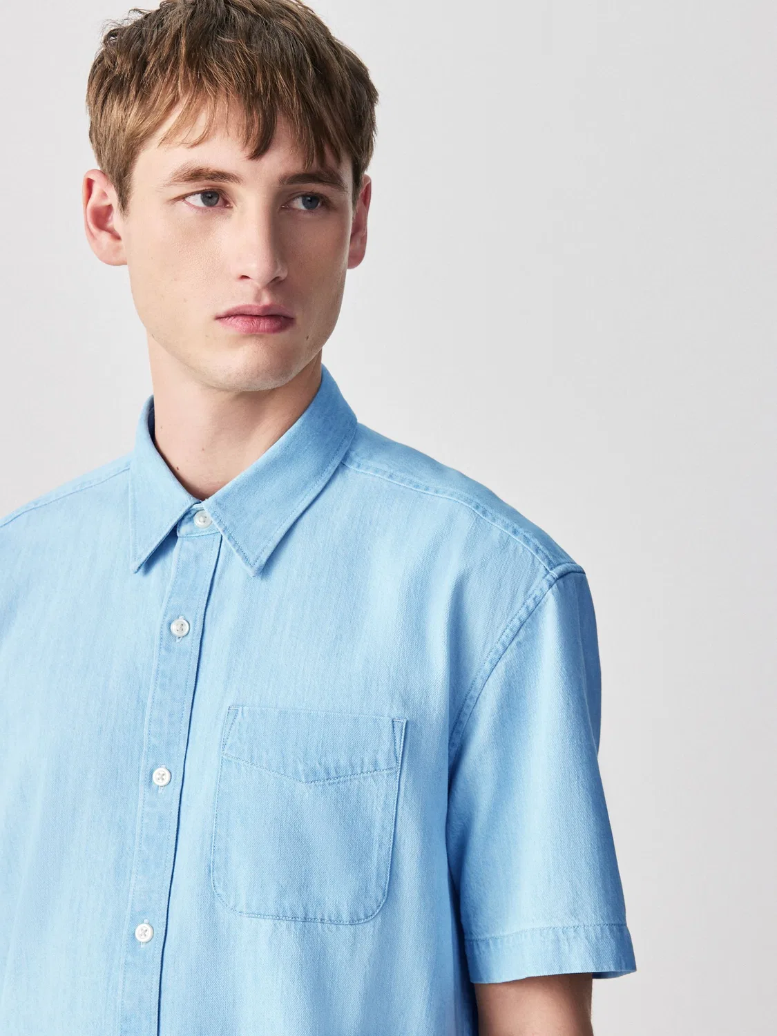 Джинсовая рубашка Bleach Relaxed Fit Denim Pocket Short Sleeve Shirt Next, Bleach
