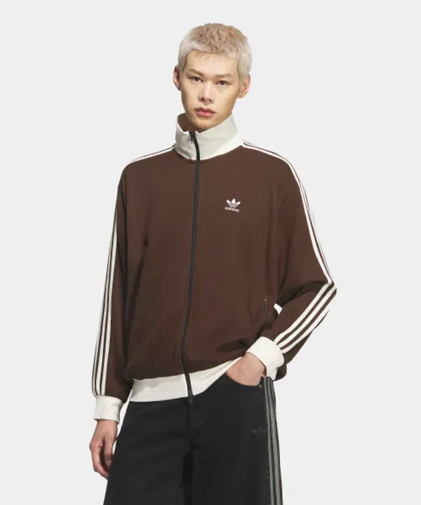 Тренировочная куртка вафельная классическая, Adidas, темно-коричневая — фото 4