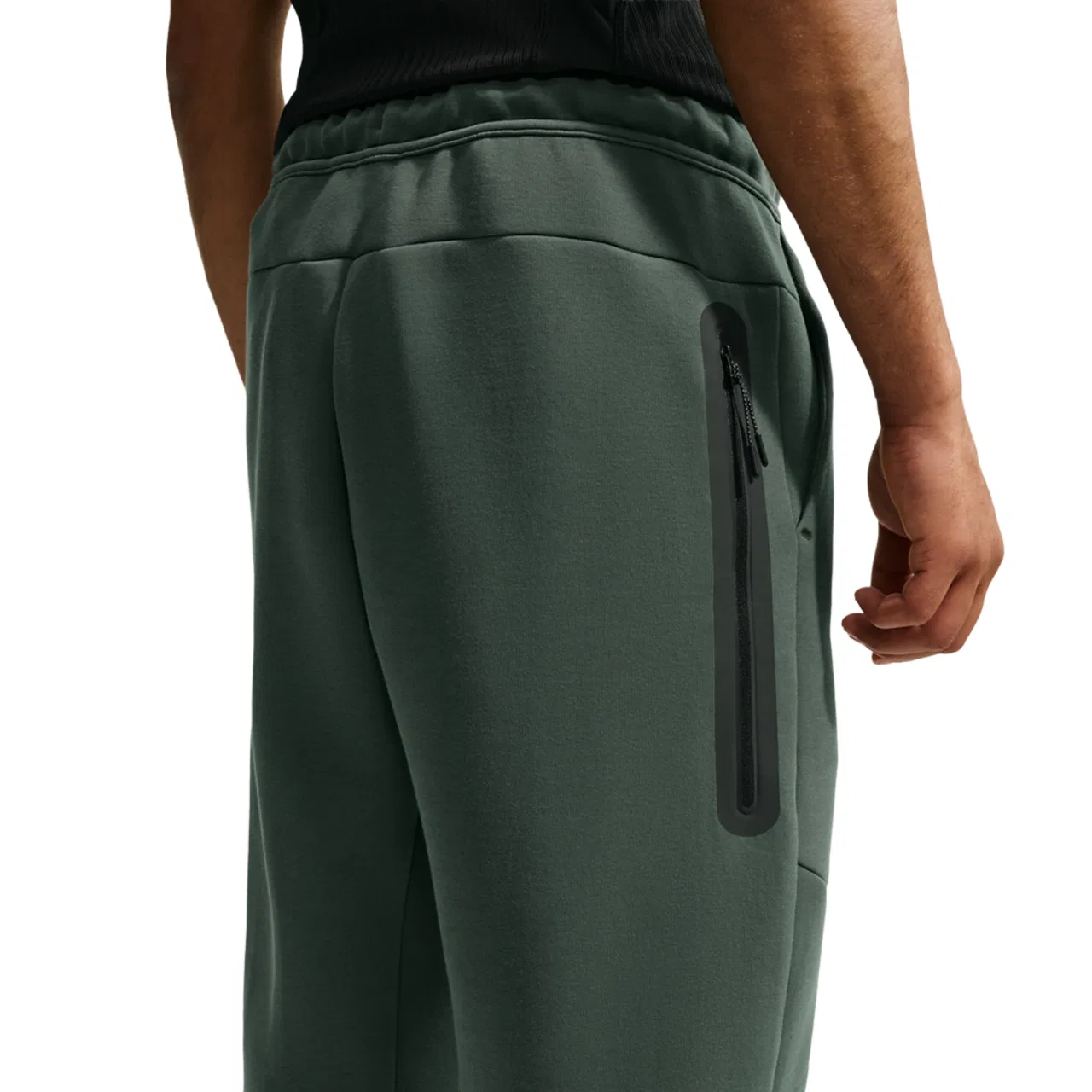Мужские спортивные штаны с открытым низом, модель Tech Fleece Open Hem, Nike, Camo Green/Black — фото 2