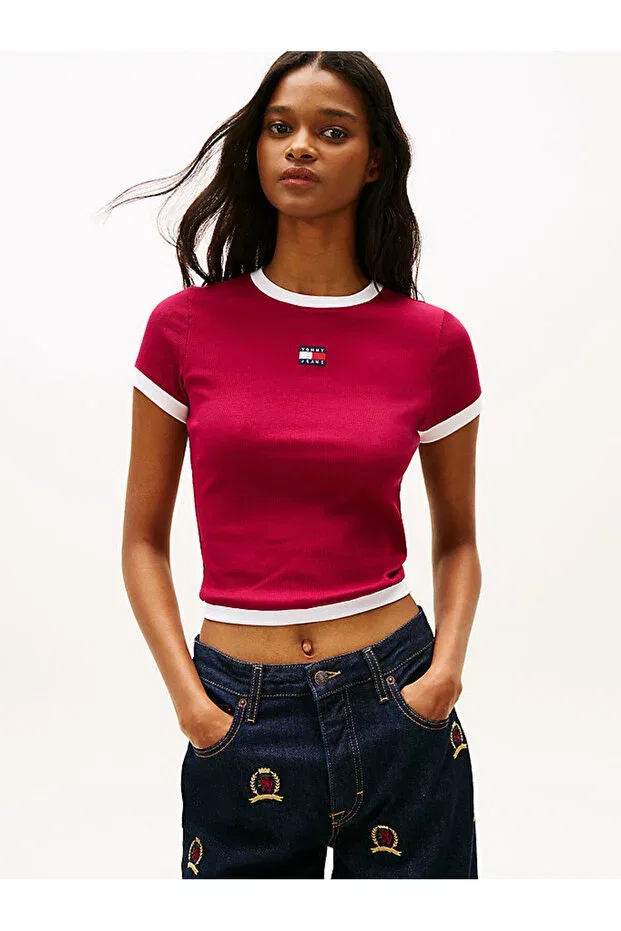 Женская футболка с принтом TJW Badge Slim Fit Tommy Hilfiger, Purple