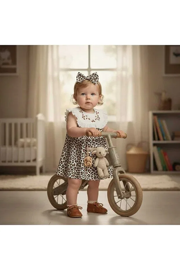 Детское платье для девочек с принтом Ahsen Alya Bebe Moda, Ecru