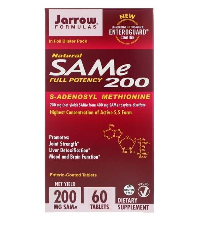 

Jarrow Formulas, натуральный SAM-e 200, 200 мг, 60 таблеток, покрытых кишечнорастворимой оболочкой