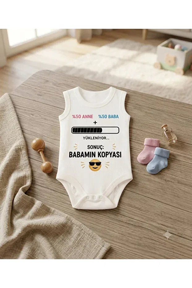 Детское боди-слип для новорожденных без рукавов Father'S day gift baby sleeveless bodysuit - dad's copy printed, 100% cotton humorous baby bodysuit Hazden, White — фото 2