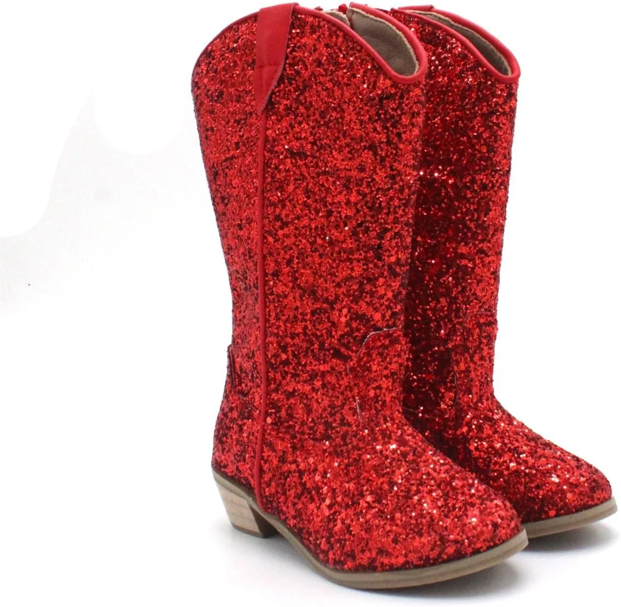Детские сапоги для девочек с пайетками Cowboy Western Boots, Red — фото 4