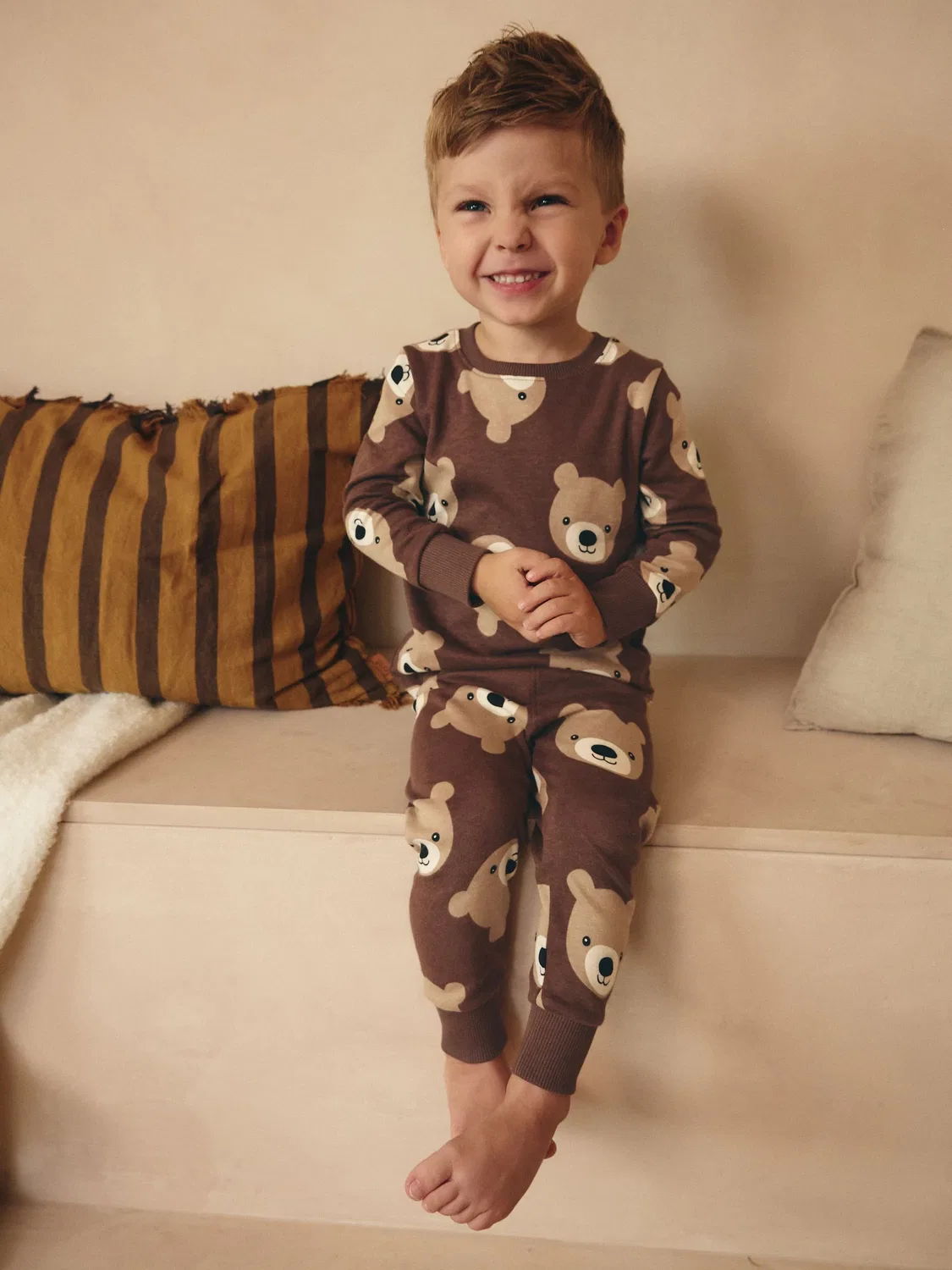 Пижама Snuggle Pyjamas 3 Pack Next, коричневый/кремовый — фото 4