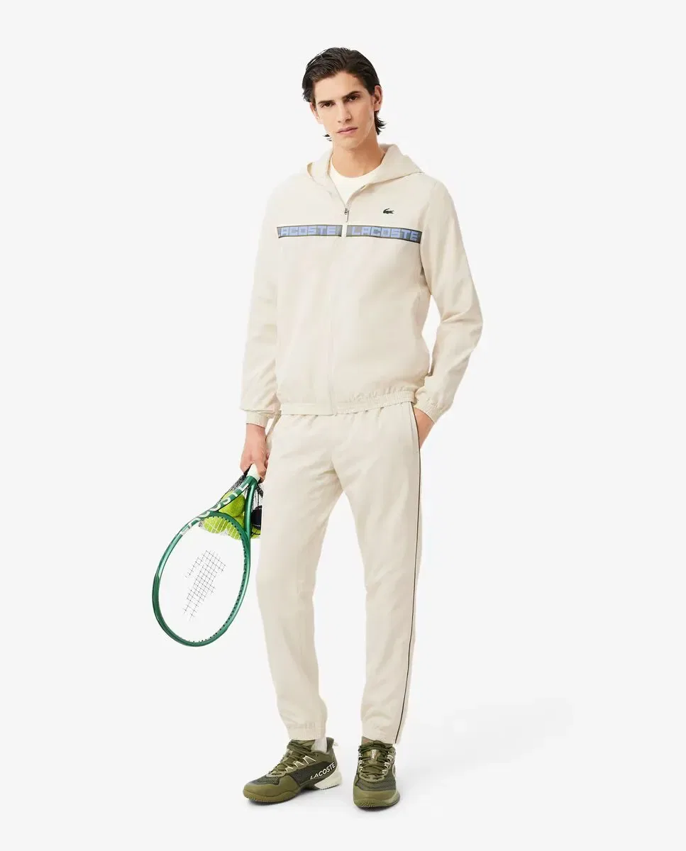 Мужской спортивный костюм для тенниса с полоской Lacoste, Белый — фото 4