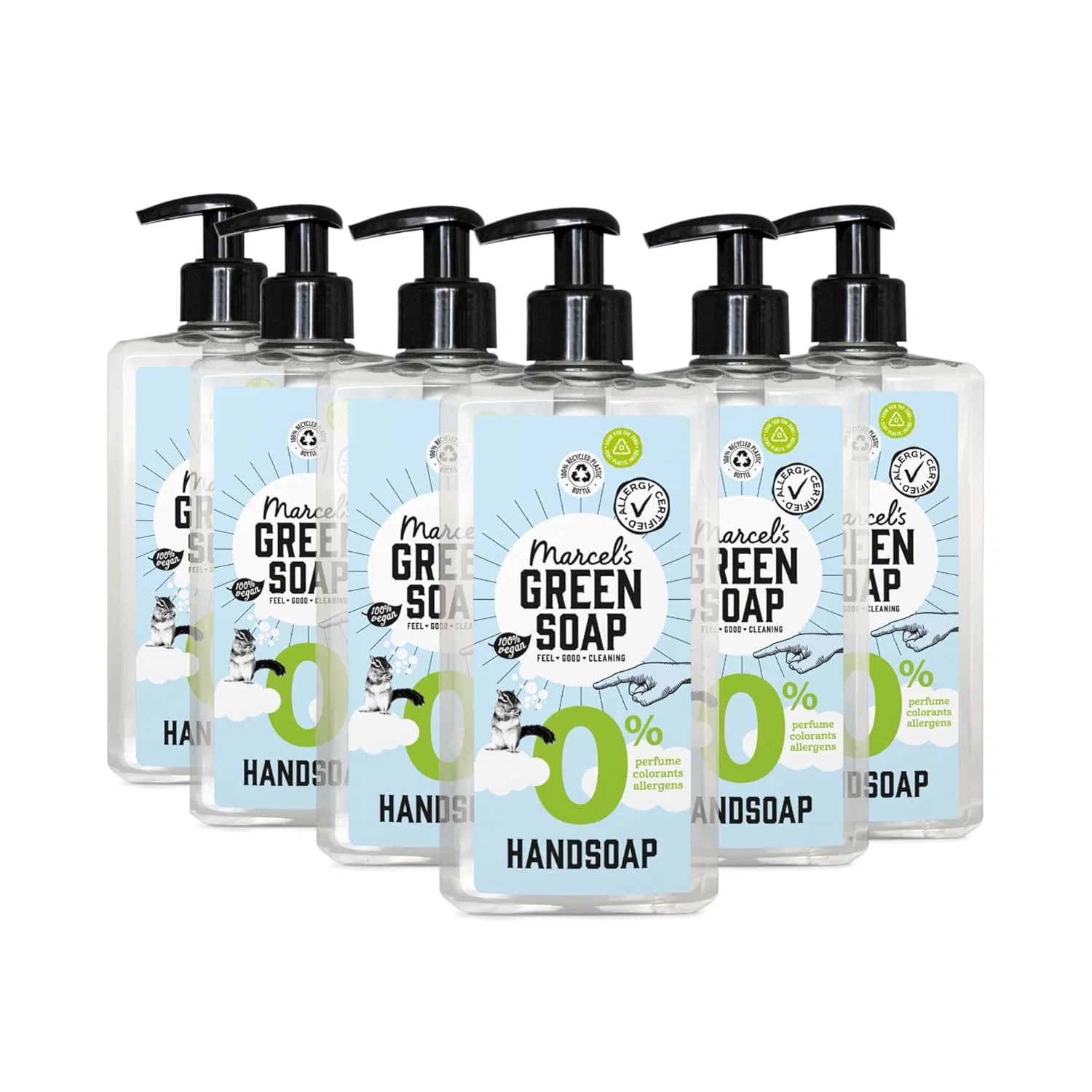 Жидкое мыло для рук 0%, Marcel's Green Soap, набор 6 x 500 мл, 3000 мл