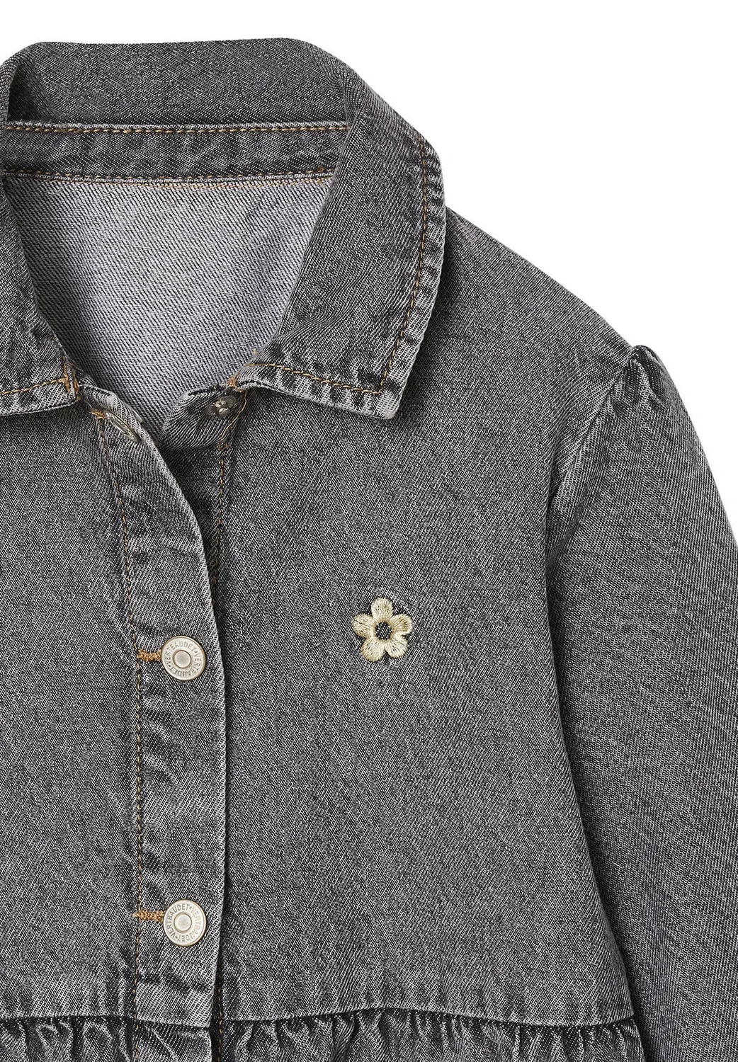 Mädchen kleid aus светлый деним - джинсовое платье Vertbaudet, Grauer Denim — фото 3