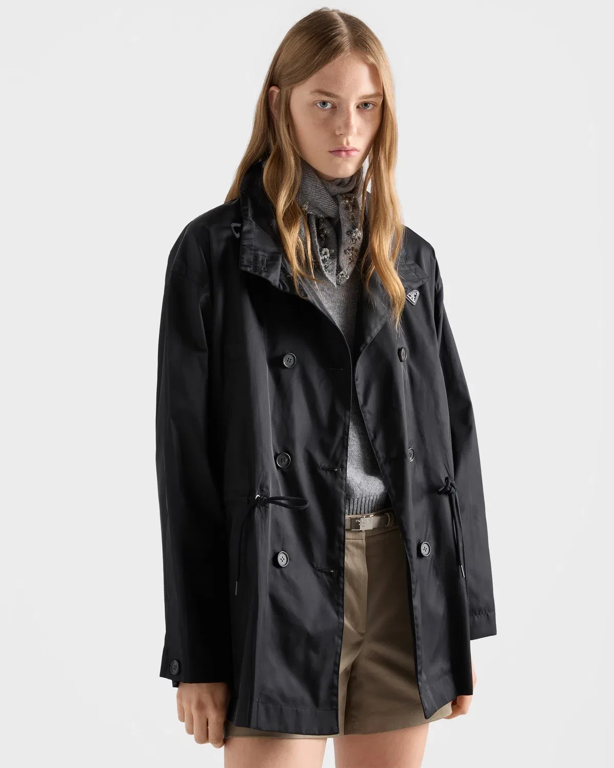 Плащ Re-Nylon Prada, черный — фото 4