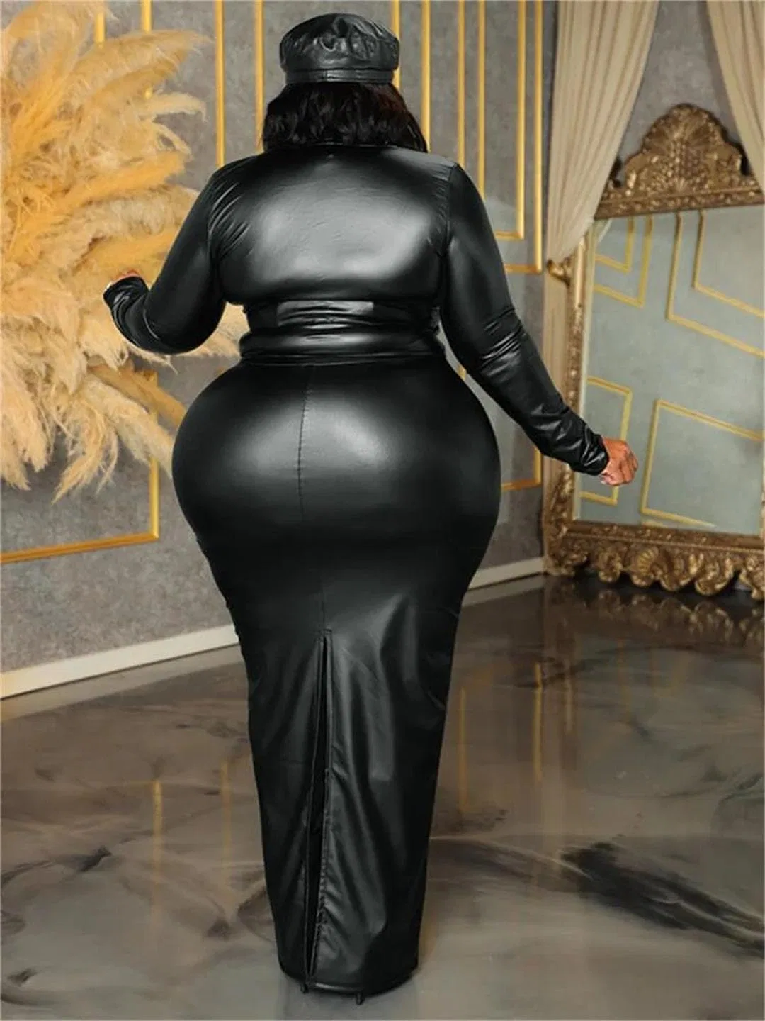 Женское платье-бодикон с V-образным вырезом, Black — фото 2
